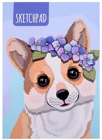 Купить Скетчбук А5 40л "Корги с венком" 150г/м2, склейка — Фото №1