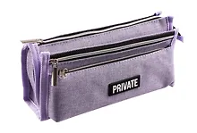 Купить Пенал-косметичка 2отд. "Private" сиреневый, 21*10*7,5см, текстильный, ручка-петля, каучук.аппликация — Фото №1