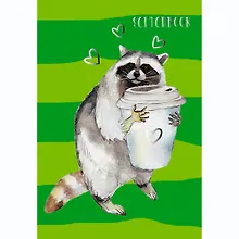 Купить Скетчбук «Енот и кофе», А5, 80 листов — Фото №1