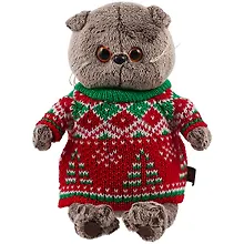 Купить Мягкая игрушка Басик в свитере с елками (19 см) — Фото №1