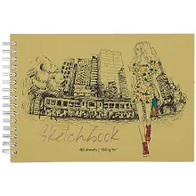 Купить Скетчбук А5 40л "City girl" блок 160г/м2, тонир. картон, фольга, спираль — Фото №1