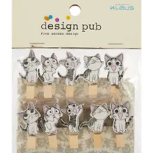 Купить Прищепки декоративные с веревкой 10 шт. Котята веселые 2 — Фото №1