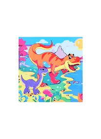 Купить Холст с красками 20х20см по номерам (в коробке), (14цв) Динозавры на берегу (Арт. ХК-4052) — Фото №1
