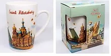 Купить Кружка фарфор матовая  СПб. Гриффон-Спас-Мосты  цветной рисунок — Фото №1