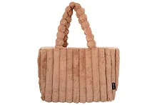 Купить Сумка-шоппер с объёмной ручкой (бежевая) (плюш) (45х29см) — Фото №1