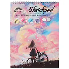 Купить Скетчбук А4 40л "Ванильное небо" белый и серый офсет 80г/м2, обложка картон, гребень — Фото №1