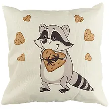 Купить Подушка Енот с печеньками (43х43) (текстиль) — Фото №1