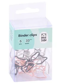 Купить Зажимы для бумаг 33мм 6шт "Cute Cats" цветные, пл/уп, MESHU — Фото №1