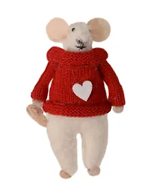 Купить Новогоднее подвесное украшение Мышка в свитере (войлок) (11 см) — Фото №1