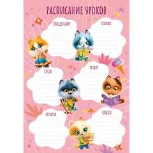 Купить Расписание уроков А4 "Ученые котята" мел.картон, полноцв.печать, выб.УФ-лак — Фото №1