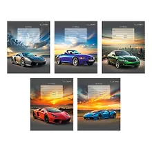 Купить Тетрадь 18л лин. "Победитель гонок" мел.картон, офсет 60г/м2, поля, ассорти — Фото №1