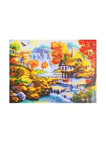 Купить Набор для творчества, Алмазная мозаика Дом у водопада (класс) 40*50см, (25цв.) AC4005 — Фото №1