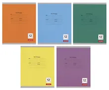 Купить Тетрадь 12 листов, узкая линейка, "Однотонная серия", в ассортименте — Фото №1