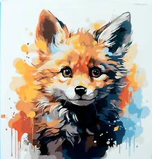 Купить Холст с красками по номерам "Малыши-животные. Красочный лисёнок", 30 х 30 см — Фото №1