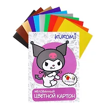 Купить Картон цветной 10 цветов 10 листов А4 "Kuromi" мелованный, в папке — Фото №1