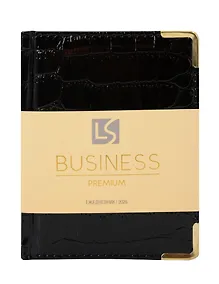 Купить Ежедневник дат. 2026г. А6 176л "Business Premium. Grand croco" черный, 7Б, иск.кожа, обл.поролон, тв.переплет, мет.уголки, тонир.блок, зол.торец, справ.мат-лы, 2 ляссе, инд.уп — Фото №1
