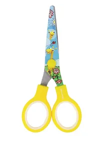 Купить Ножницы 130мм "Kid Series" жёлтые, цв.печать "Жирафы", закругленные, BRAUBERG — Фото №1