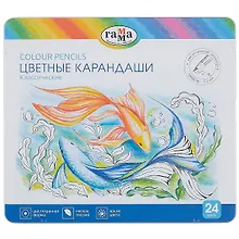 Купить Карандаши цветные 24цв "Классические", грифель 3,3мм, метал.кор., Гамма — Фото №1