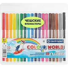 Купить Фломастеры Centropen, "Цветной мир Пингвины", 18 цветов — Фото №1