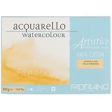 Купить Бумага для акварели Artistico Traditional White 25л 12x18см, 300г/м2, среднее зерно зерно, склейка по 4 сторонам, FABRIANO — Фото №1