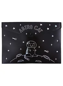 Купить Папка-конверт А4 на кнопке "Astro cat", черная — Фото №1