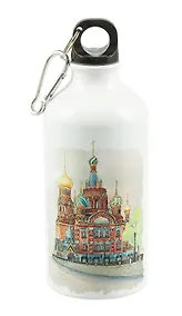Купить Бутылка с карабином СПб Акварель Спас на Крови (металл) (500мл) — Фото №1