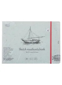 Купить Скетчбук 24,5*17,6cм 32л "SMLT Art White authenticbook", на резинке, 90г/м2, белый, сшивка — Фото №1