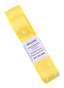 Купить Лента атласная Горошек,25 мм х 5,5 м,желтый БЛ-7686 — Фото №1