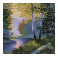 Купить Холст с красками по номерам "Лесная тишина" 40х40 см , 30 цветов — Фото №1