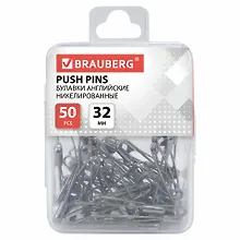 Купить Булавки швейные 50шт 32мм никелированные, пласт.уп. европодвес, BRAUBERG — Фото №1