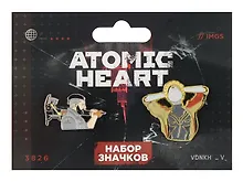 Купить Набор значков Atomic heart Майор Нечаев (металл) (2 шт) — Фото №1