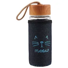 Купить Бутылка в джинсовом чехле Мордочка котика (стекло) (300мл) (12-07599-SK02F78) — Фото №1