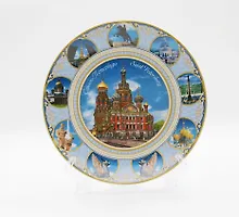 Купить Тарелка фарфор Спас-на-на-Крови коллаж на синем -2 20 см [PL8-2000003] — Фото №1