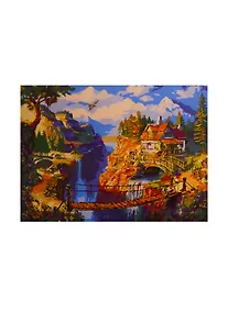 Купить Набор для раскрашивания по номерам ТМ Рыжий Кот Холст с красками 40х50см по номерам Домик у обрыва Х-8295 — Фото №1