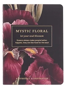 Купить Записная книжка А6 32 листа, нелинованная, "Blossom. Irises on black", сшивка — Фото №1