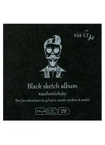 Купить Скетчбук 9*9см 32л "SMLT Art Authenticbaby Black", 170г/м2, черная бумага, 7БЦ — Фото №1