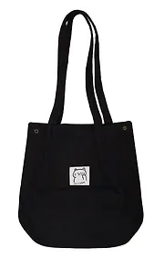 Купить Сумка-шоппер с кнопкой черная (вельвет) (33х31) (12-HanMa-754) Bookvalno — Фото №1