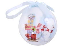 Купить Елочный шар НГ Белый мишка (пластик) (7,5 см) (ПВХ Бокс) — Фото №1