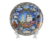 Купить Тарелка декоративная с подставкой Панорама Кремля с лотосами (фарфор) (20см) (Астрахань) (20-KN1-82K3) — Фото №1