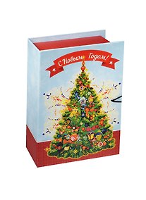 Купить Шкатулка-книга с пуговицей картон Новогодняя елка S (18х12х5) (39267) — Фото №1