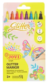 Купить Фломастеры «Glitter» Carioca, 8 цветов, с блестками, смываемые — Фото №1