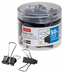 Купить Зажимы для бумаг 19мм 36шт черные, пласт/уп, Hatber — Фото №1