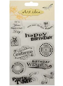 Купить Силиконовые штампы для скрапбукинга на подложке в пакете, happy birthday — Фото №1