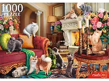 Купить Пазлы «Британские кошки в гостиной» (1000 элементов) — Фото №1