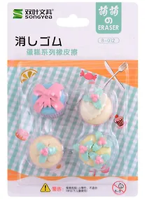 Купить Набор ластиков (4шт) "Кексики", ассорти, блистер — Фото №1