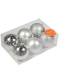 Купить Набор шаров (6шт) (6см) Серебряный блеск пластик — Фото №1