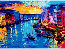 Купить Картина по номерам на подрамнике "Цветной пейзаж Венеции" (22х30) — Фото №1