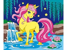 Купить Холст с красками  по номерам. Чудесный единорог, 25х30 см — Фото №1