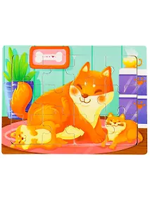 Купить Деревянная пазл-рамка (14,5х11см) "ЛИСИЧКА" (12элементов) (окраш.рамка) Арт. AN02612 — Фото №1