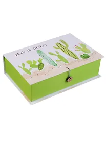 Купить Шкатулка-книга с пуговицей картон M Кактус (20х13,5х6см) (12-Kairui-BB2017-008) — Фото №1